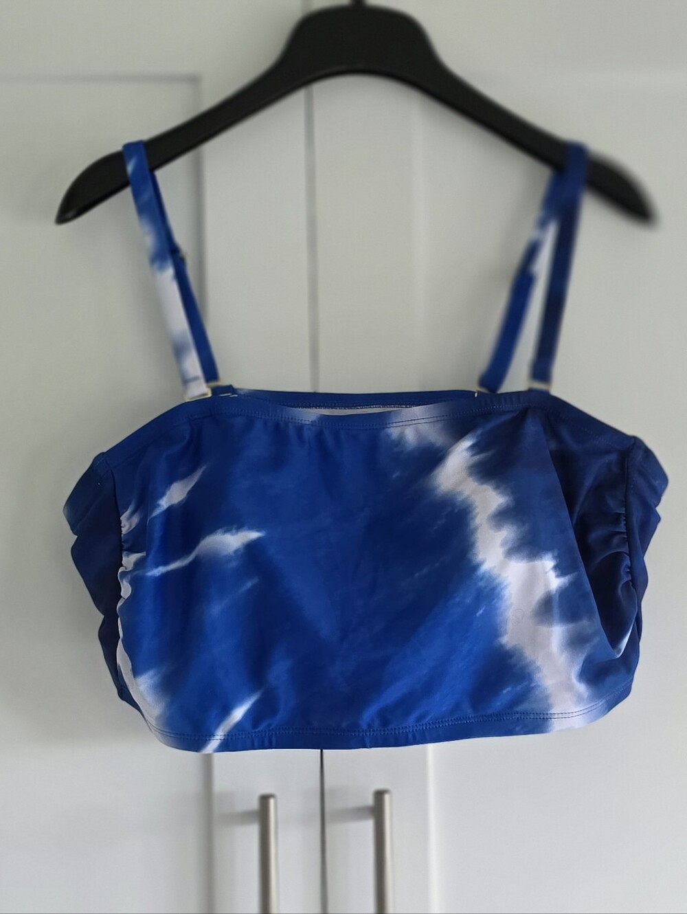 Xhilaration Blue and White Tie-Dye Bandeau Swim Top With Straps Size 22W
